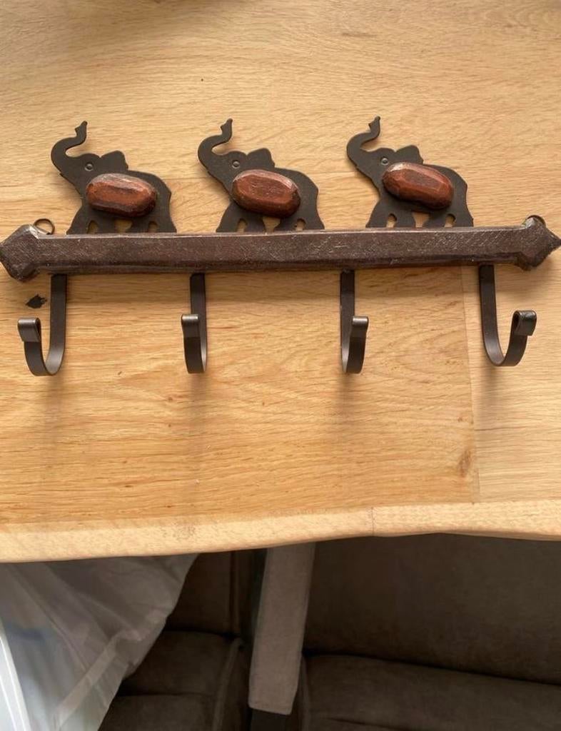 Olifanten kapstok - Wandkapstok met 3 haken, Huis en Inrichting, Woonaccessoires | Kapstokken, Gebruikt, Minder dan 100 cm, Metaal