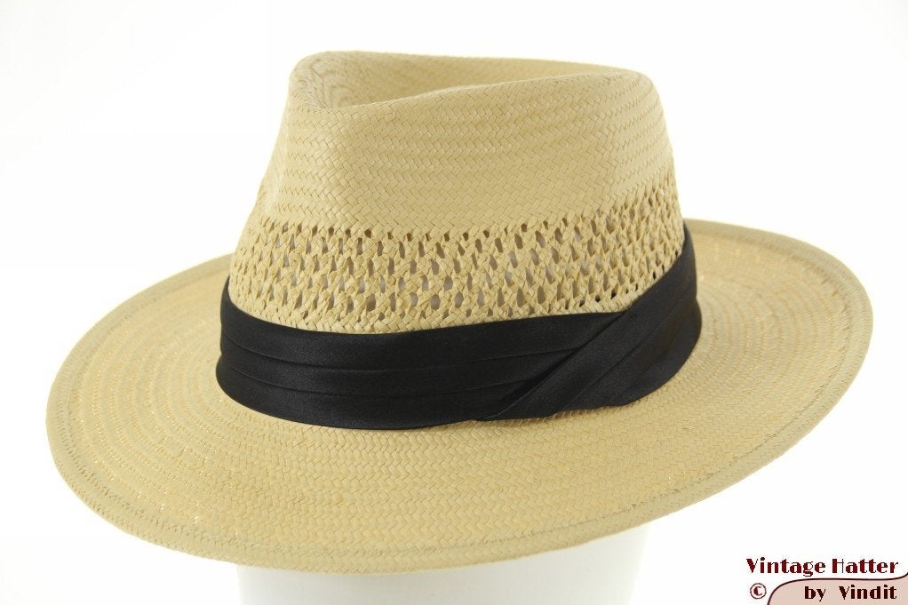 Zomer gleufhoed Brixton Goodman Straw Fedora stro 57 nieuw, Hoed, Nieuw, 57 cm (M, 7⅛ inch) of minder, Brixton