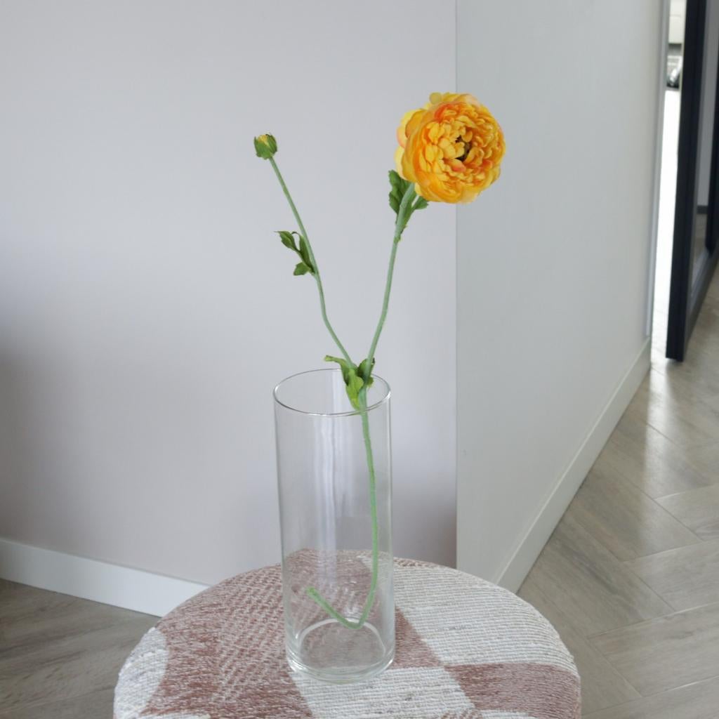 Zijden ranonkel oranje - Silk-Ka kunstbloem (ca. 50 cm), Binnen, Zijde, Ophalen of Verzenden, Zo goed als nieuw