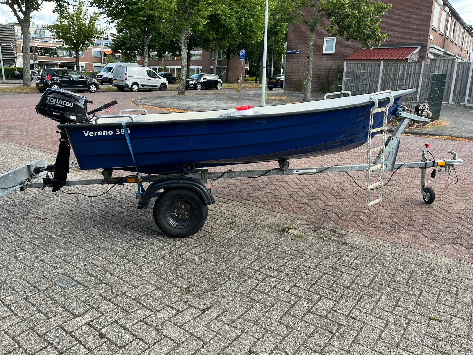 Boot sloep 5 pk 4 takt Trailer elektr motor 1500  Euro  2015, Ophalen, Zo goed als nieuw, Overige typen