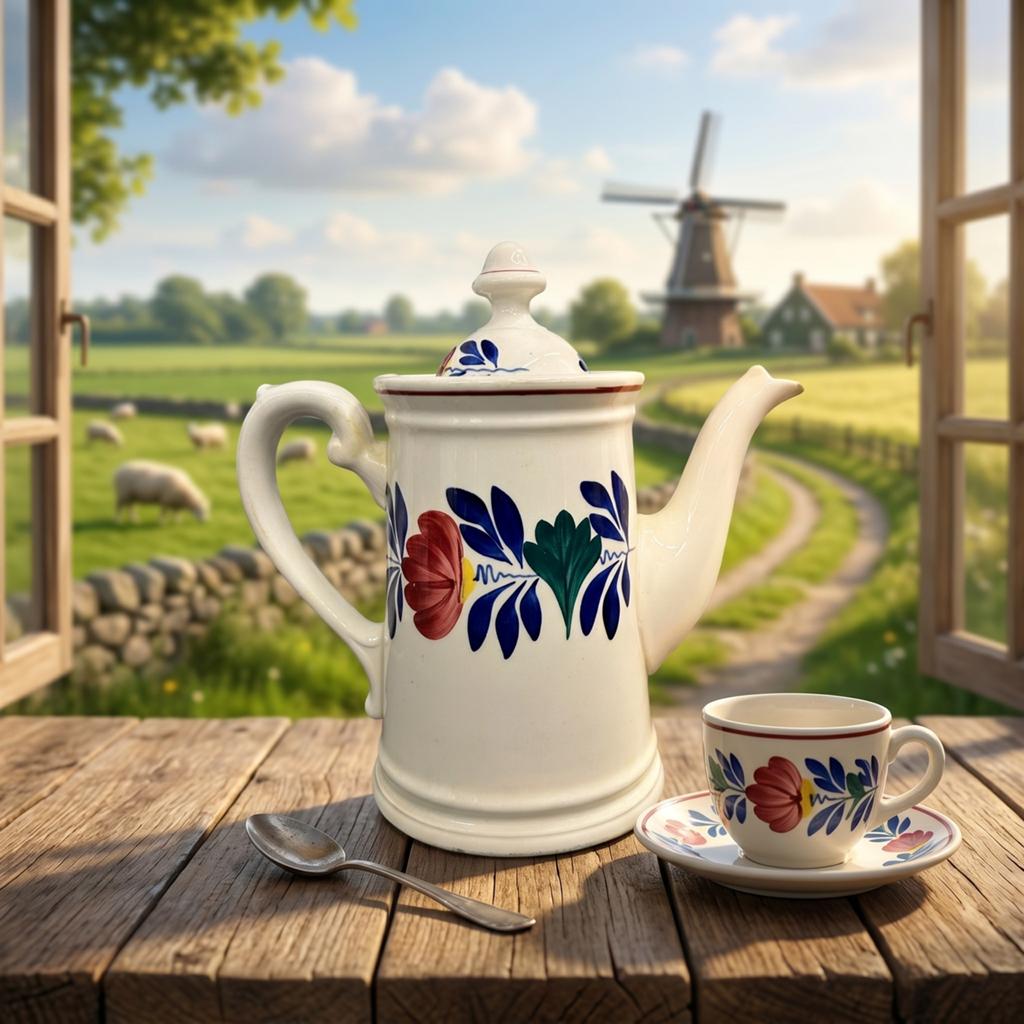 Antieke koffiepot Societe Ceramique Maastricht 3 ringen, Ophalen of Verzenden