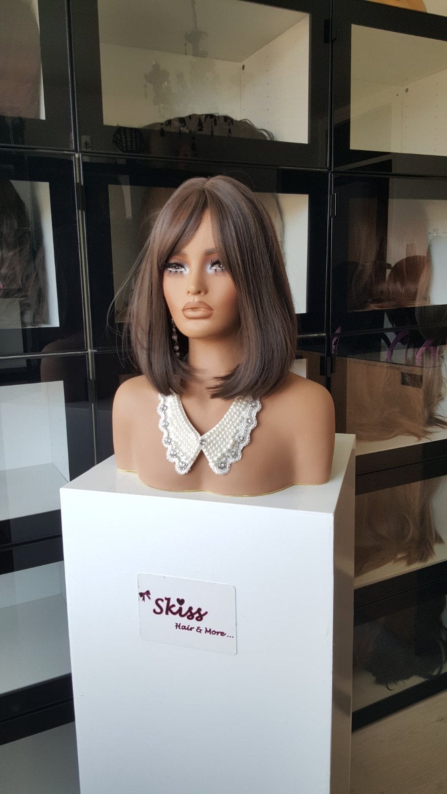 Pruik Pony/Lok: Donker bruin - Boblijn - 35 cm, Sieraden, Tassen en Uiterlijk, Uiterlijk | Haarverzorging, Ophalen of Verzenden