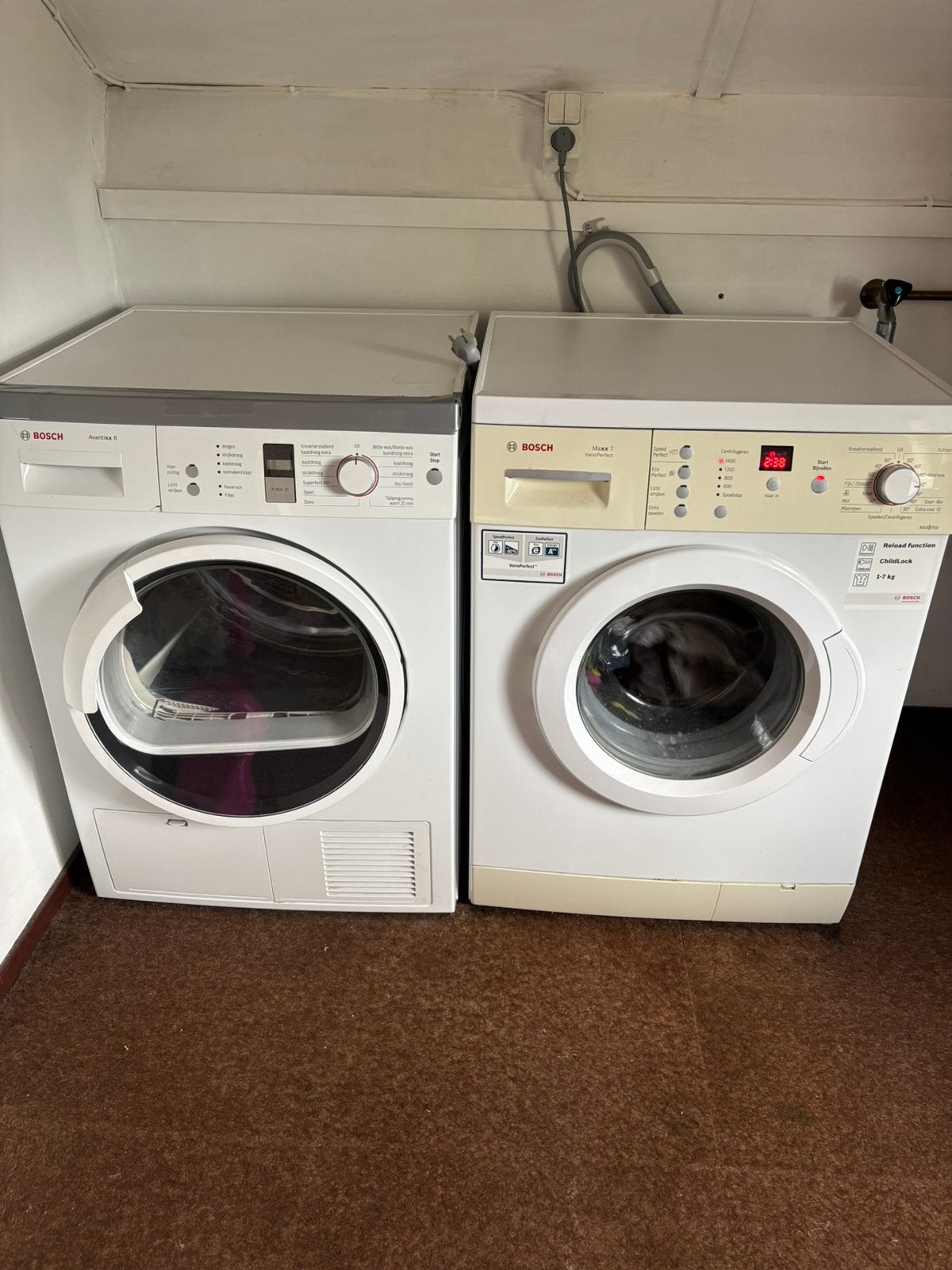 Wasmachine + Droger Bosch, Witgoed en Apparatuur, Ophalen, Gebruikt, 1200 tot 1600 toeren