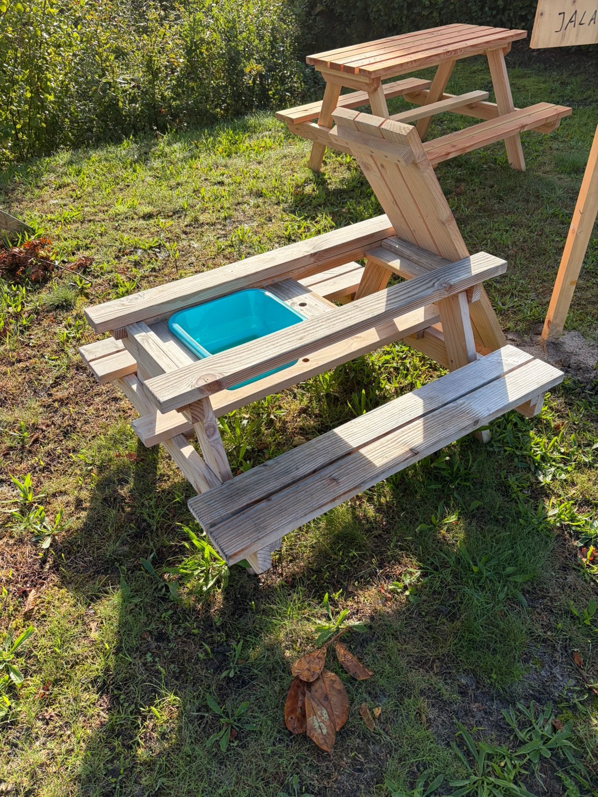 Kinderspeel picknick bankje, Ophalen of Verzenden, Zo goed als nieuw, Rechthoekig, Overige materialen