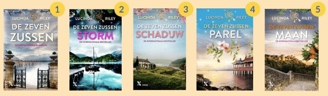 De zeven zussen deel 1-5, Boeken, Ophalen of Verzenden, Gelezen, Lucinda Riley, Nederland