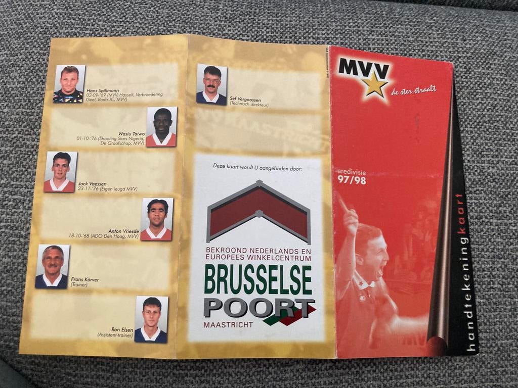 HANDTEKENINGENKAART MVV 97-98, Ophalen of Verzenden, Zo goed als nieuw, Overige binnenlandse clubs, Spelerskaart