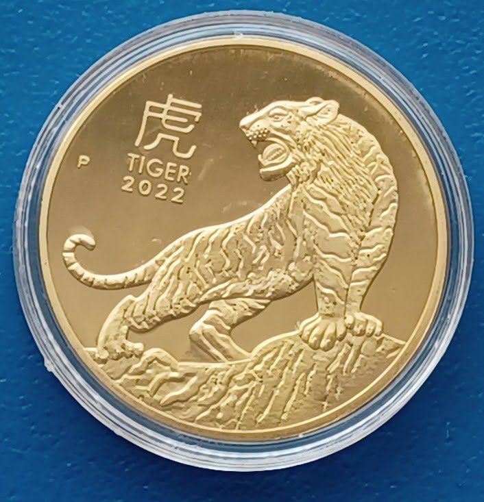 Australië Elisabeth II Jaar v.d. Tijger - 10 Dollars Replica, Postzegels en Munten, Penningen en Medailles, Verzenden, Overige materialen