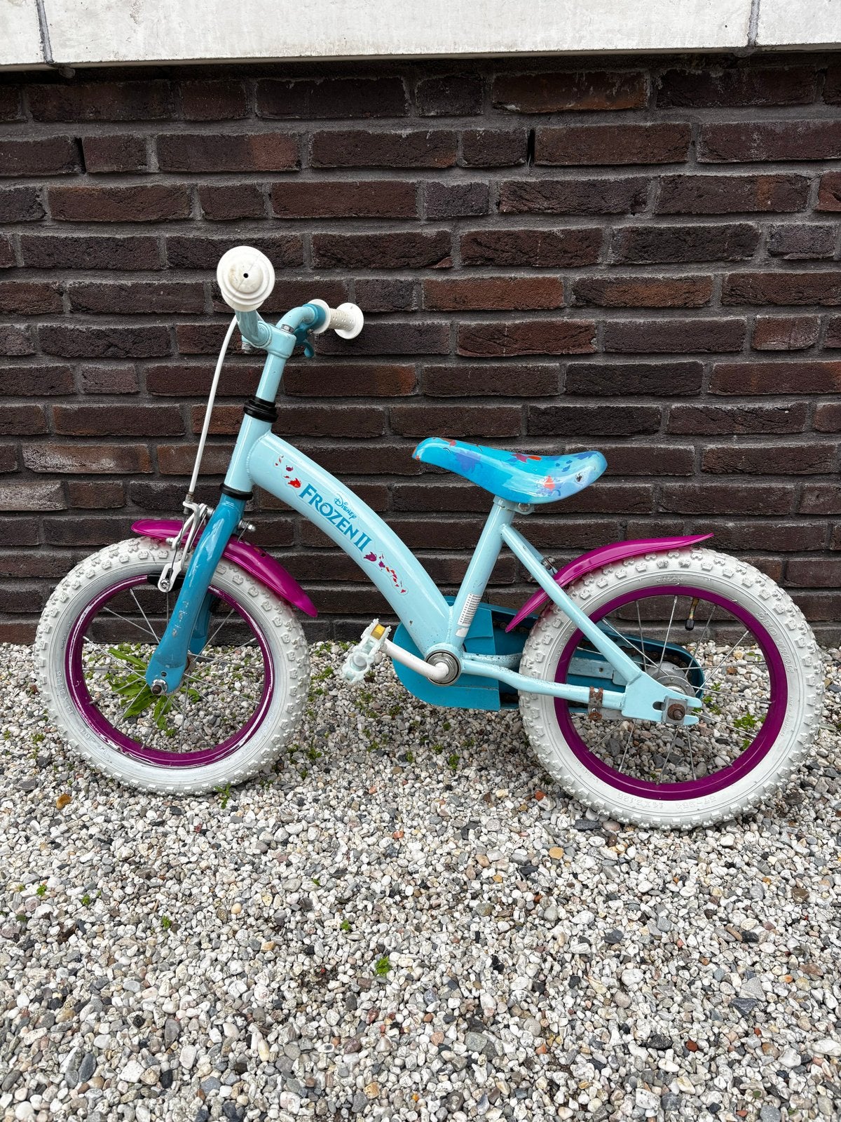 Frozen 2 kinderfiets 14 inch - Nieuwe remblokjes, Fietsen en Brommers, Ophalen, Gebruikt, Velgrem, Minder dan 16 inch