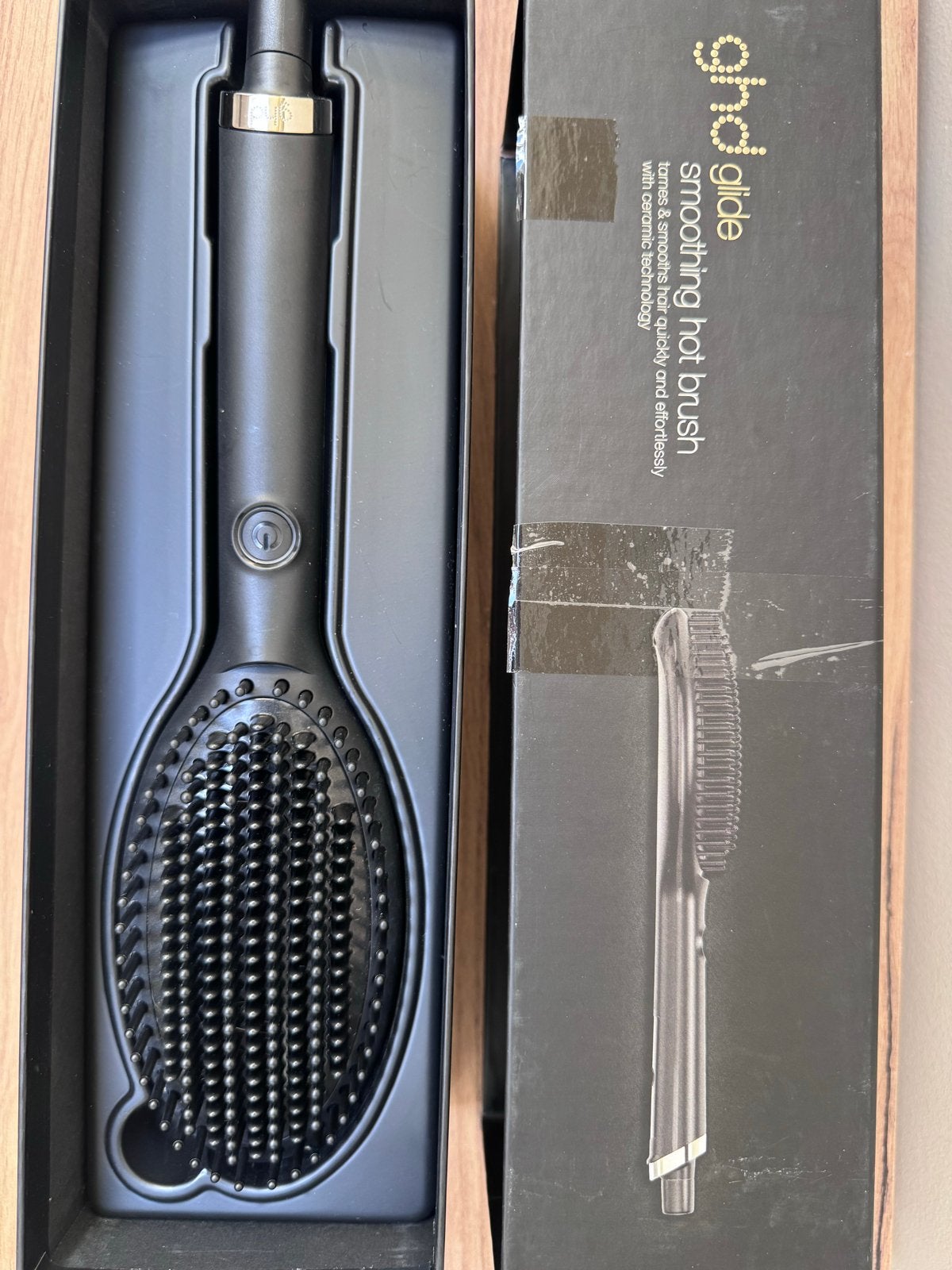 GHD Glide Smoothing Hot Brush - Stijltang en Borstel in één, Ophalen of Verzenden, Zo goed als nieuw, Haarverzorging