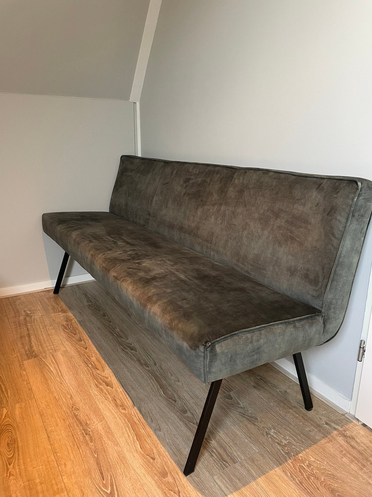 Groen velvet bankje, Huis en Inrichting, Ophalen, Zo goed als nieuw, 150 cm of meer, Stof