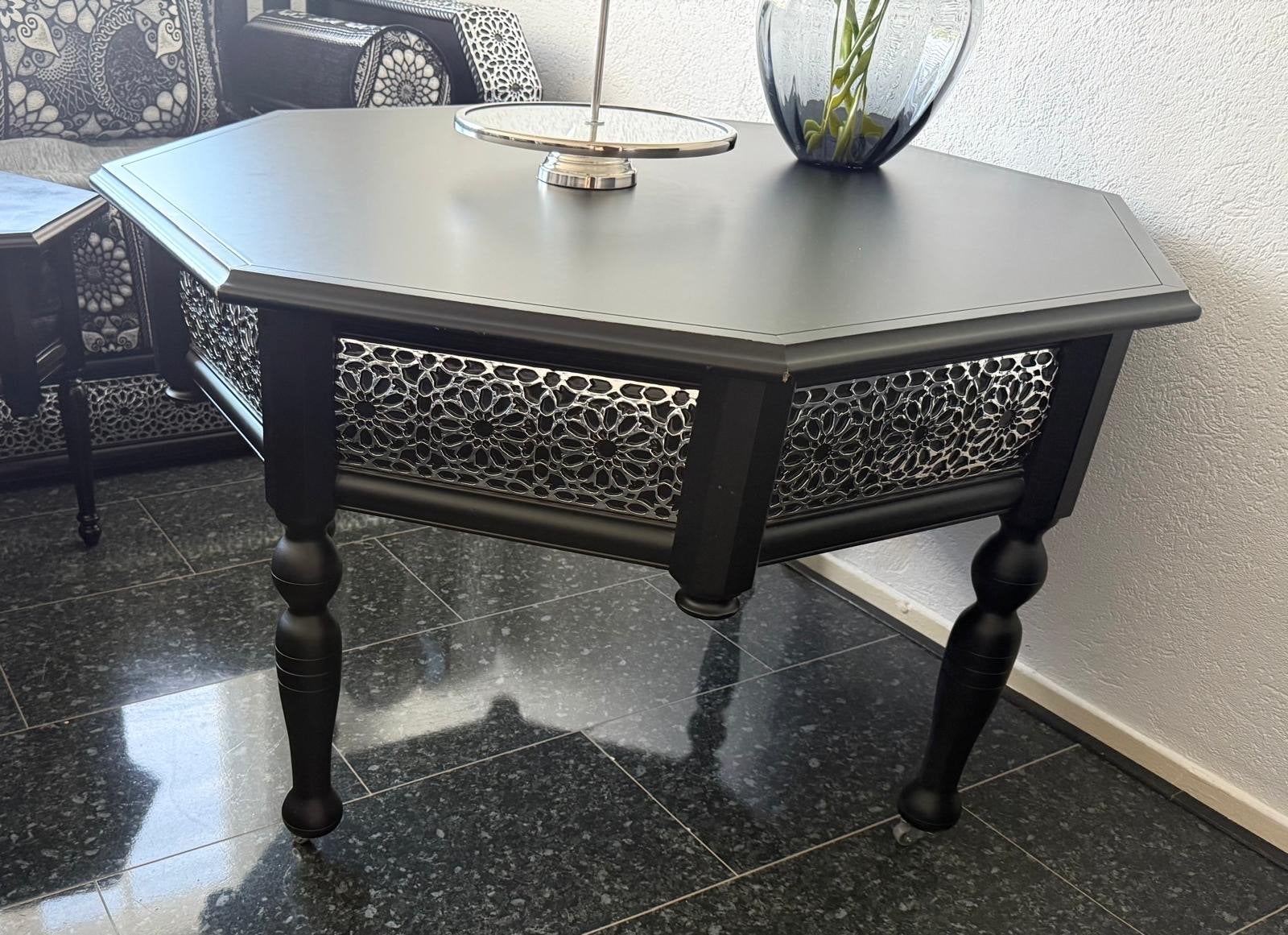 Zeshoekige salontafel met Marokkaans design, Ophalen, 50 – 75, Gebruikt, 50 tot 100 cm