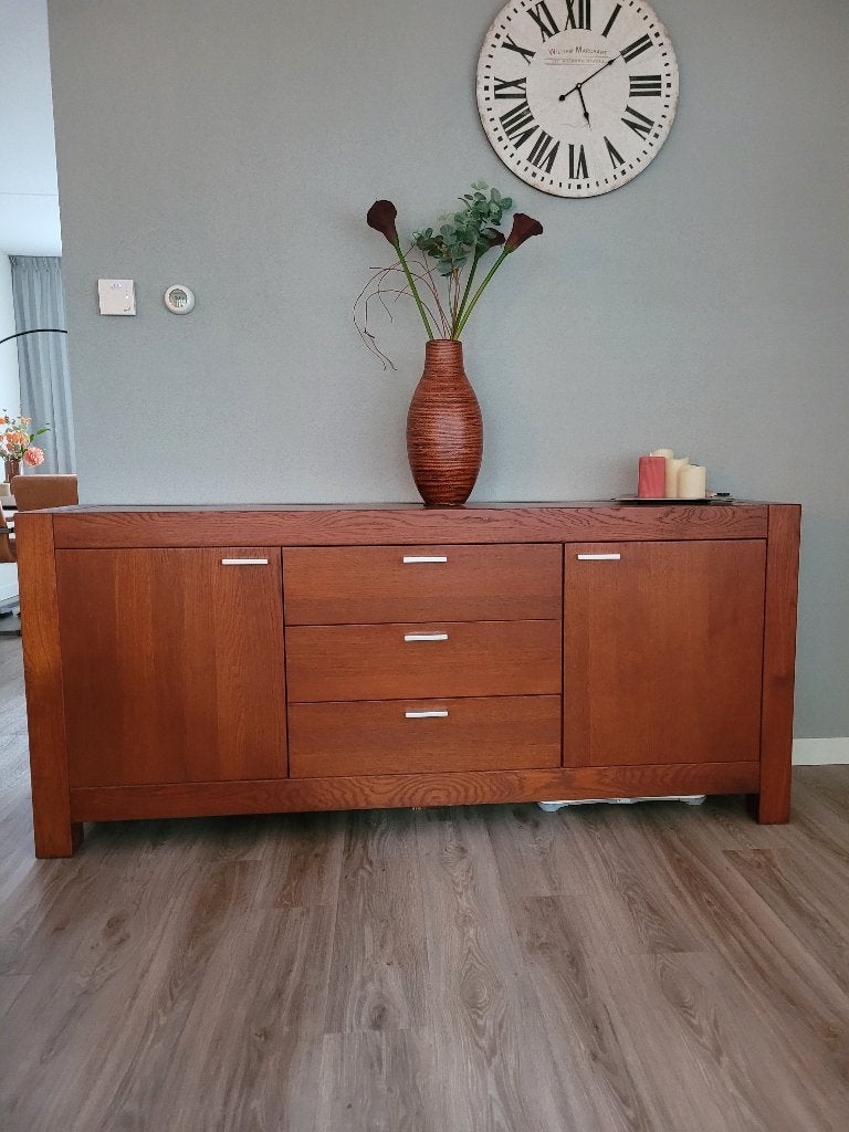 Buffet kast, eiken kersenkleur, Huis en Inrichting, Kasten | Buffetkasten, Ophalen, Gebruikt, Eikenhout, 200 cm of meer