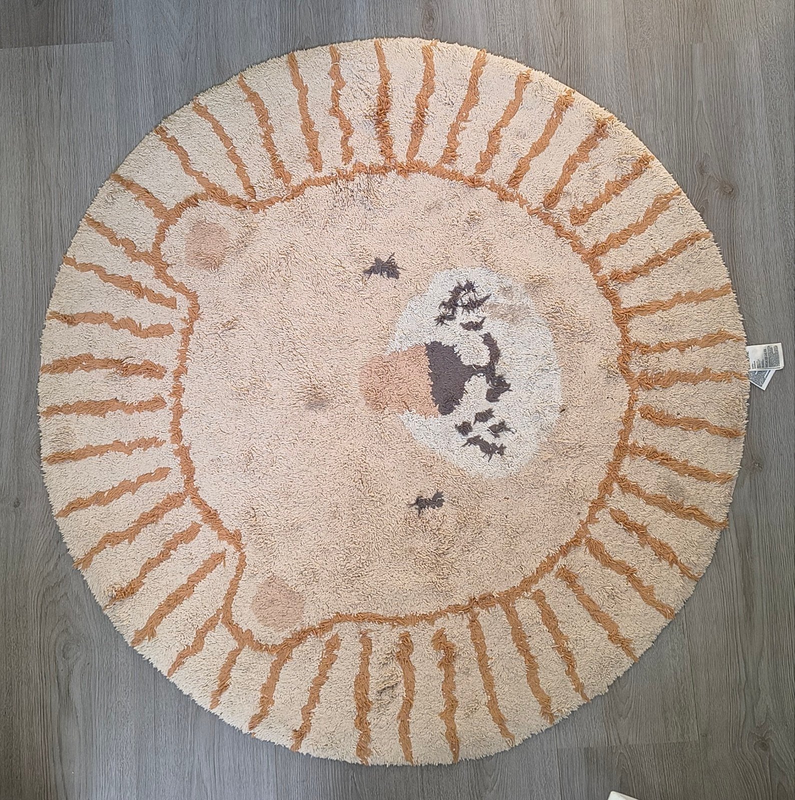 H&M Home rond vloerkleed leeuw - 95 cm diameter, Huis en Inrichting, Gebruikt, 50 tot 100 cm, Rond, 50 tot 100 cm