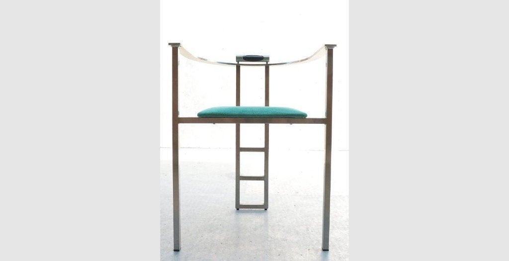 Memphis Style Belgo Chrom Chairs Stainless Steel Green, Gebruikt, Twee, Overige kleuren, Leer