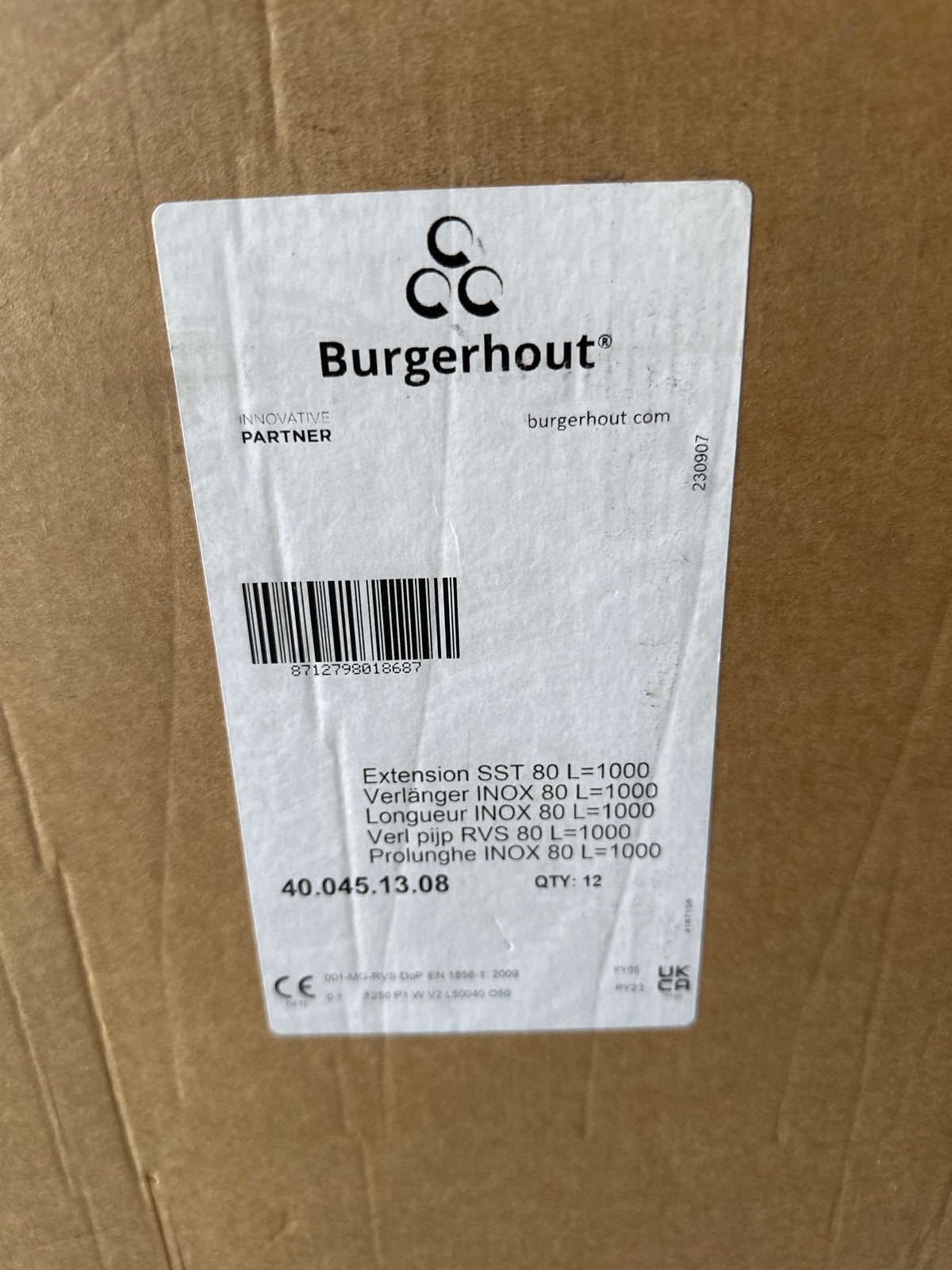 Partij Burgerhout RVS rookgas afvoer,Verlengstuk80mmL=1000mm, 60 tot 80 mm, Nieuw, Ophalen of Verzenden, Rvs