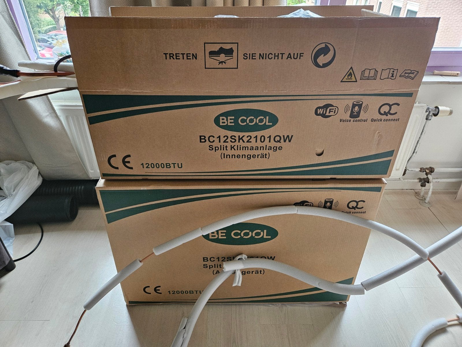 Be Cool 12000 BTU 3,4kw vaste airco koelen/verwarmen, Witgoed en Apparatuur, Airco's, Ophalen, Koelen en Ontvochtigen, Minder dan 60 m³