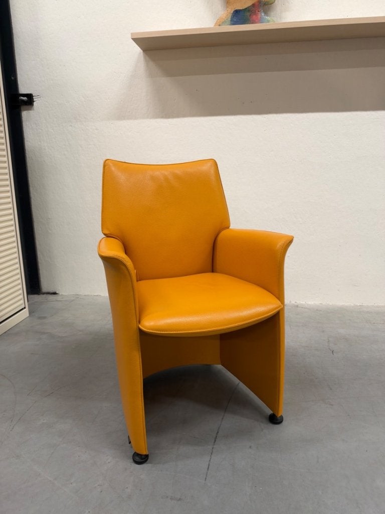 6 Nieuwstaat Leolux Tanarinde eetkamerstoel geel leer Stoel, Huis en Inrichting, Leolux, Overige kleuren, Info@leolux.nl, Nieuw