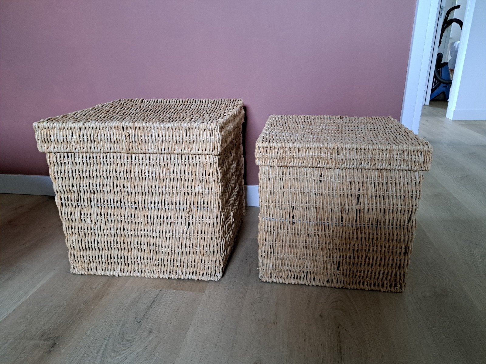 Zeegras manden met deksel - 40x40 en 50x50, Ophalen, Overige materialen, Gebruikt, Mand