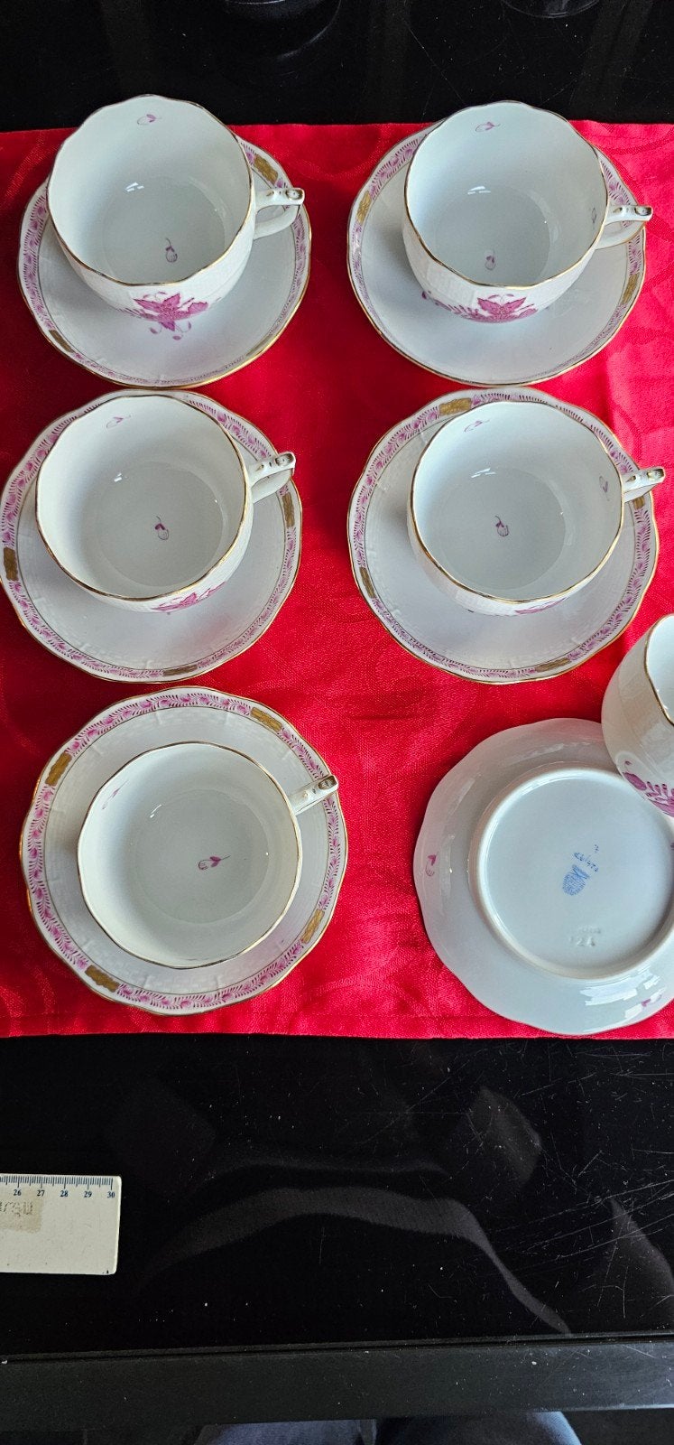 Set van 6 Herend thee kop en schotels, handgeschilderd, Ophalen