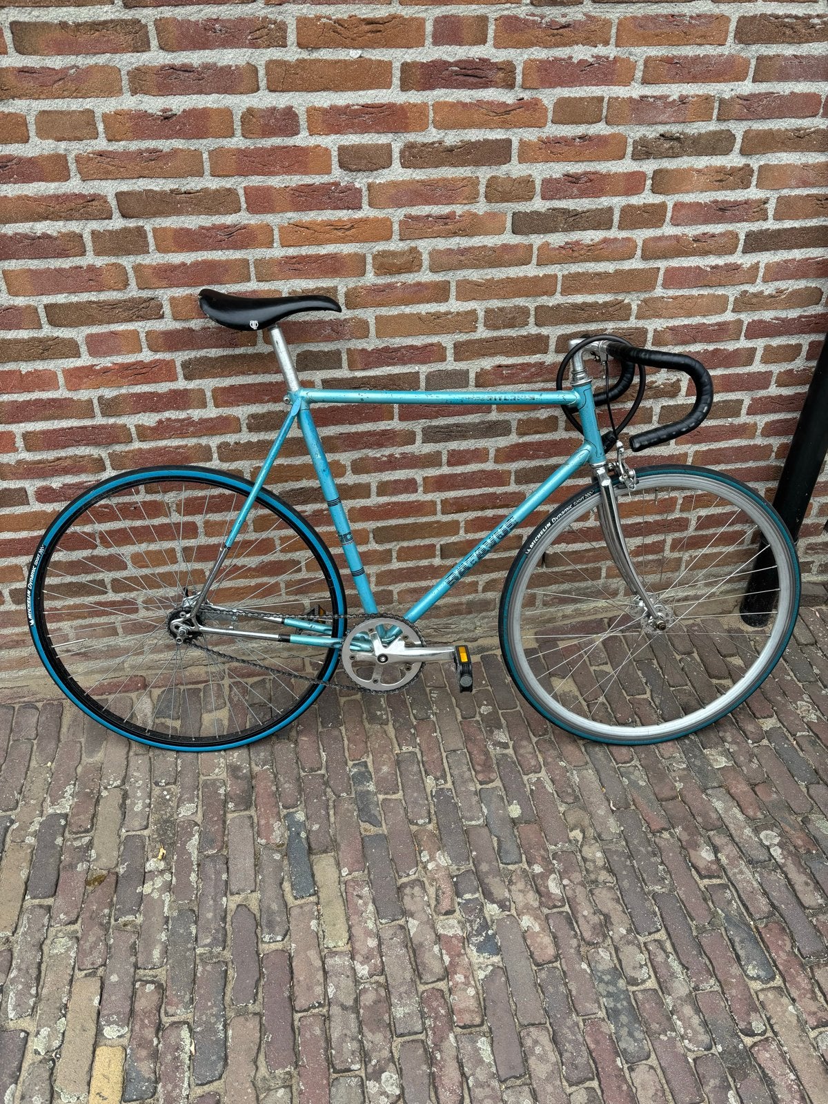 Fixie, single speed, Vintage Racefiets - Blauw, Goede Staat, Gebruikt, Staal, 53 tot 57 cm, Ophalen