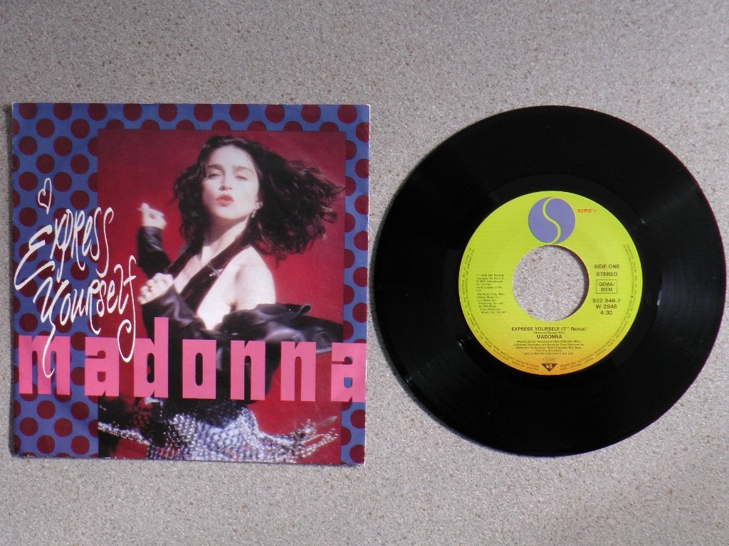 Madonna - Express yourself VINYL SINGLE, Fotohoes, Ophalen of Verzenden, Gebruikt, Pop