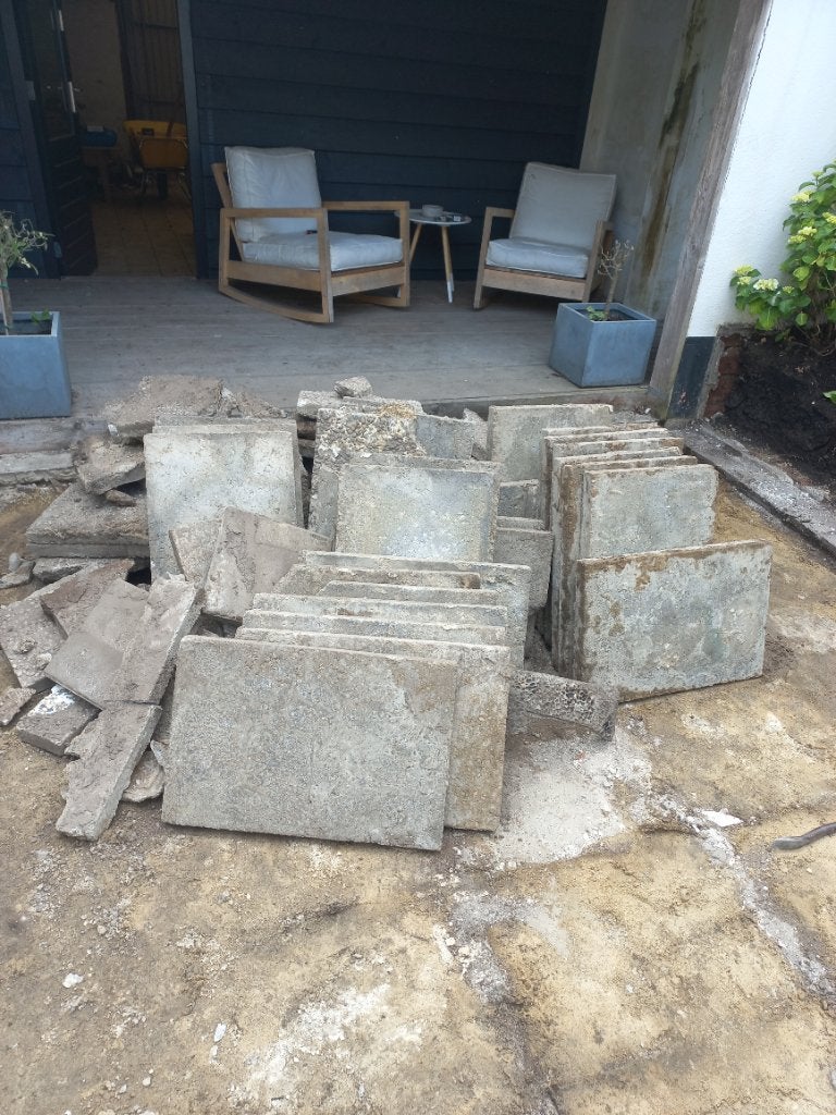 Grindtegels, gratis af te halen!, Tuin en Terras, Tegels en Klinkers, Ophalen, Gebruikt, 5 tot 10 m², Beton