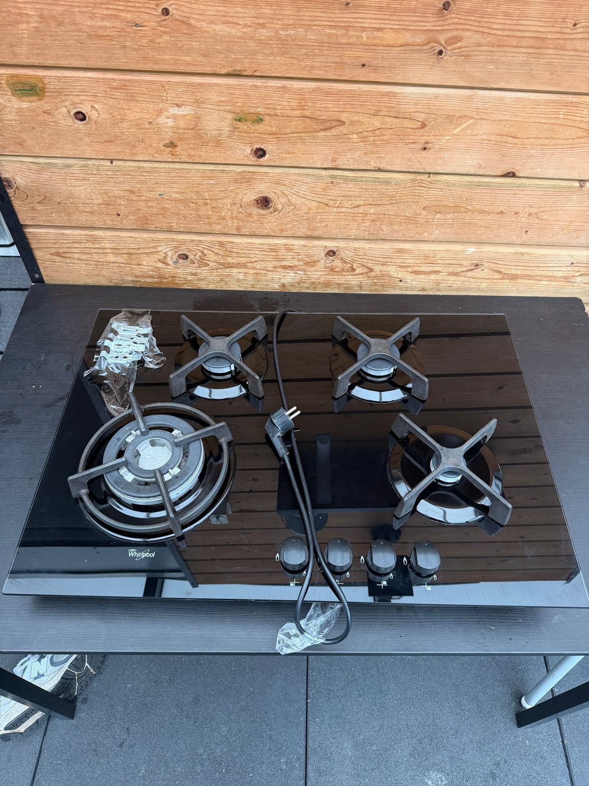 Whirlpool AKT 6000/NB – 4-pits gaskookplaat – Zwart glas, Ophalen, Zo goed als nieuw, Inbouw, Gas
