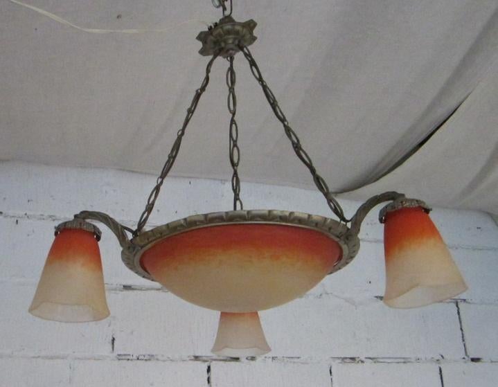 art deco luster pate de verre Schneider glaspasta, Antiek en Kunst, Antiek | Lampen, Ophalen