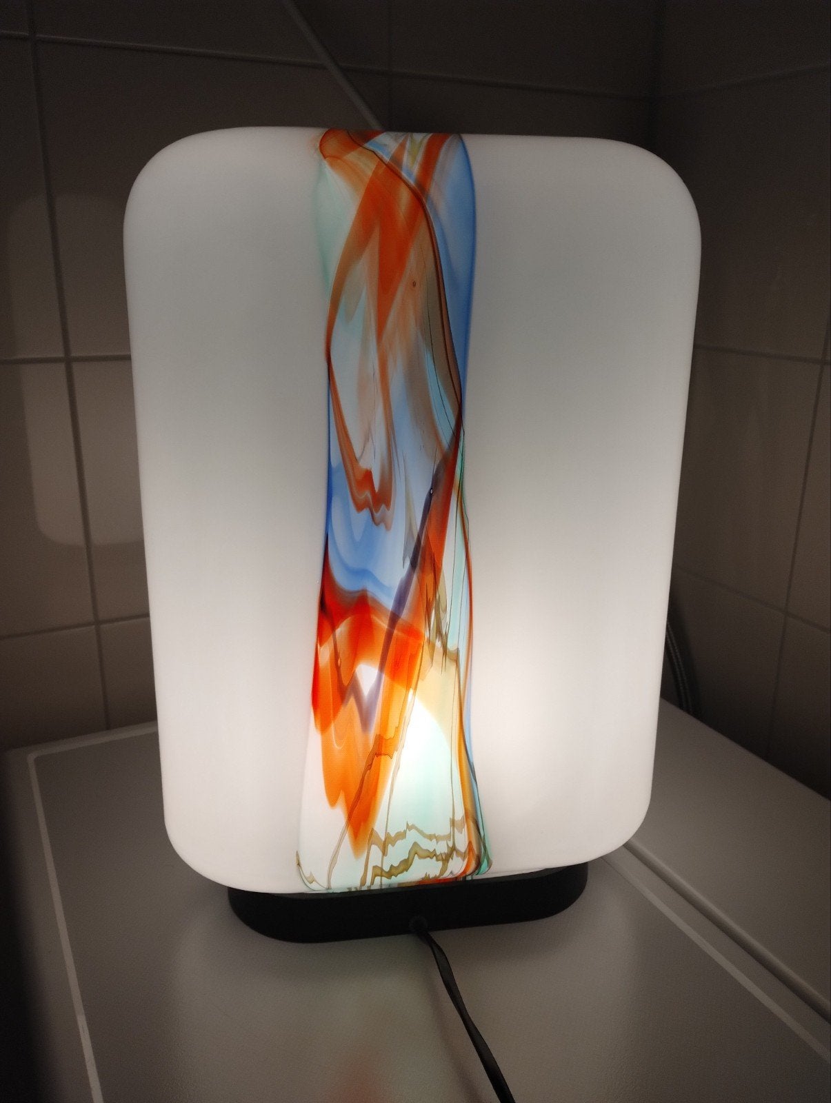 Murano Missoni Arte Vetro opaline polychrome tafellamp, Ophalen of Verzenden