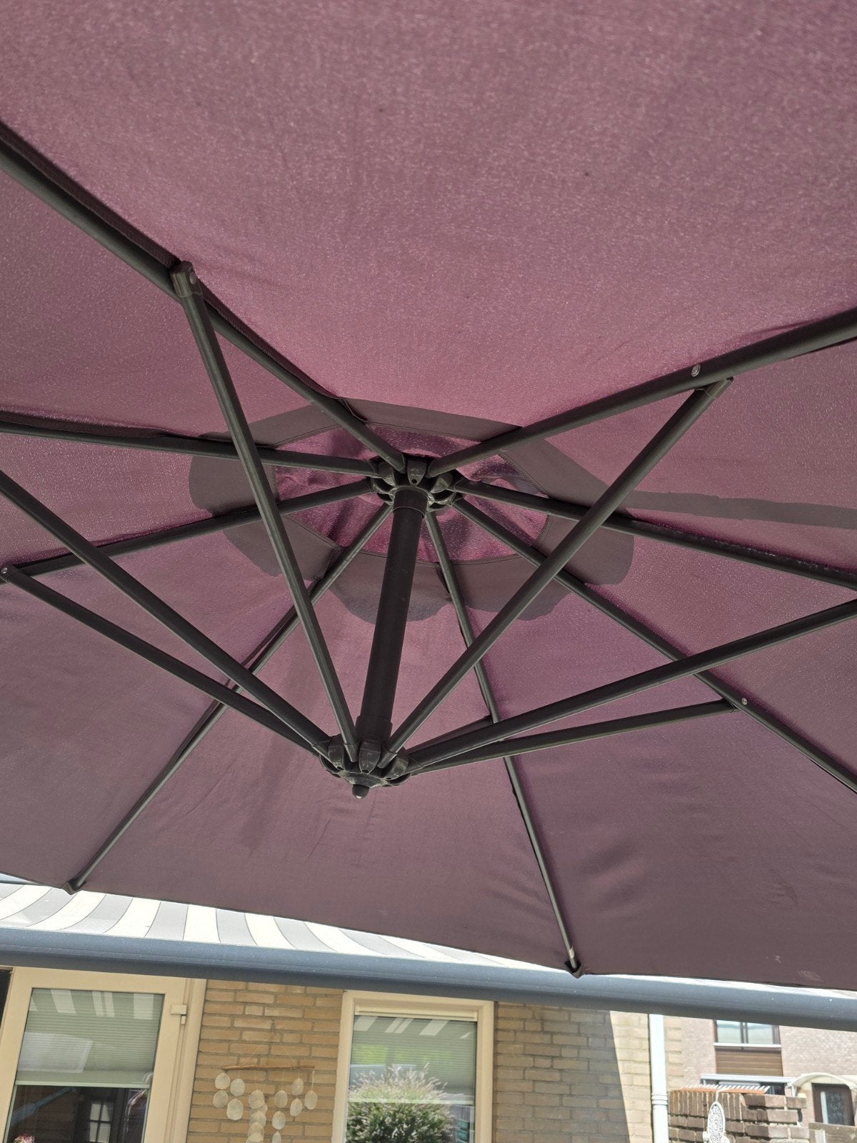 Zweefparasol met voet - Paars/Grijs, Ophalen, Verstelbaar, Gebruikt, 2 tot 3 meter
