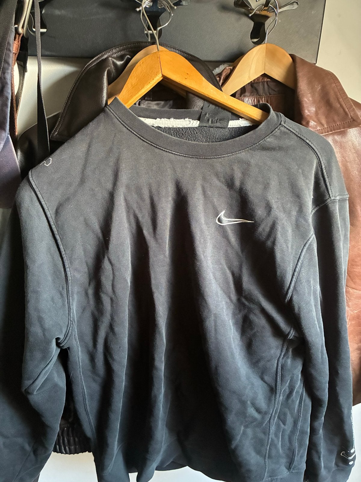 Nike Vintage Zwarte Crewneck Sweater Maat S, Ophalen, Gedragen, Maat 46 (S) of kleiner, Zwart