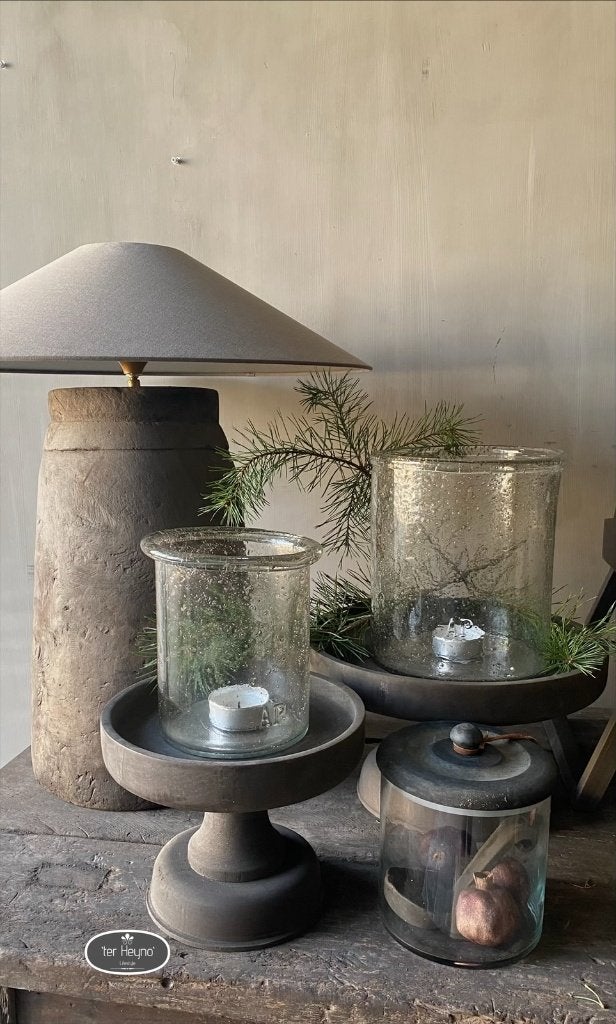 Windlicht M Aura Peeperkorn glazen metal chips stoer sober, Verzenden, Nieuw, Glas