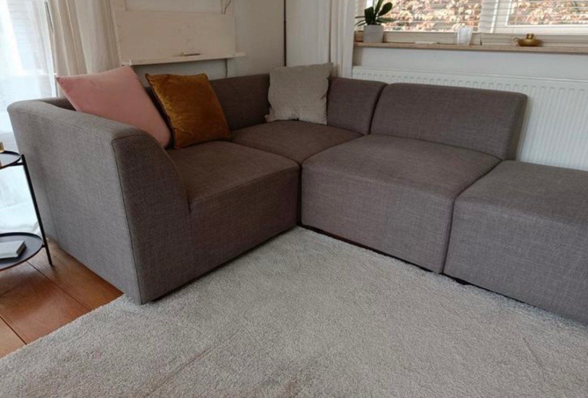 Modular sofa - rearrangeable dove-grey 3-4 seats couch, Huis en Inrichting, Ophalen of Verzenden, Gebruikt, Stof