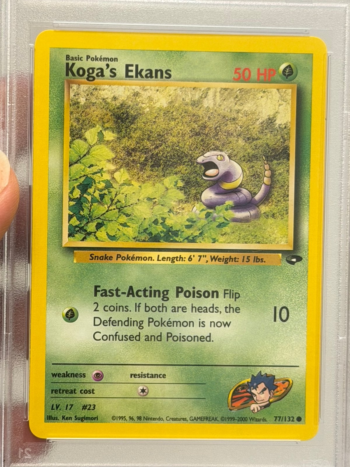Koga’s Ekans 77/132 Gym Challenge 2000 PSA 9 Pokémon vintage, Ophalen of Verzenden, Zo goed als nieuw, Losse kaart, Foil