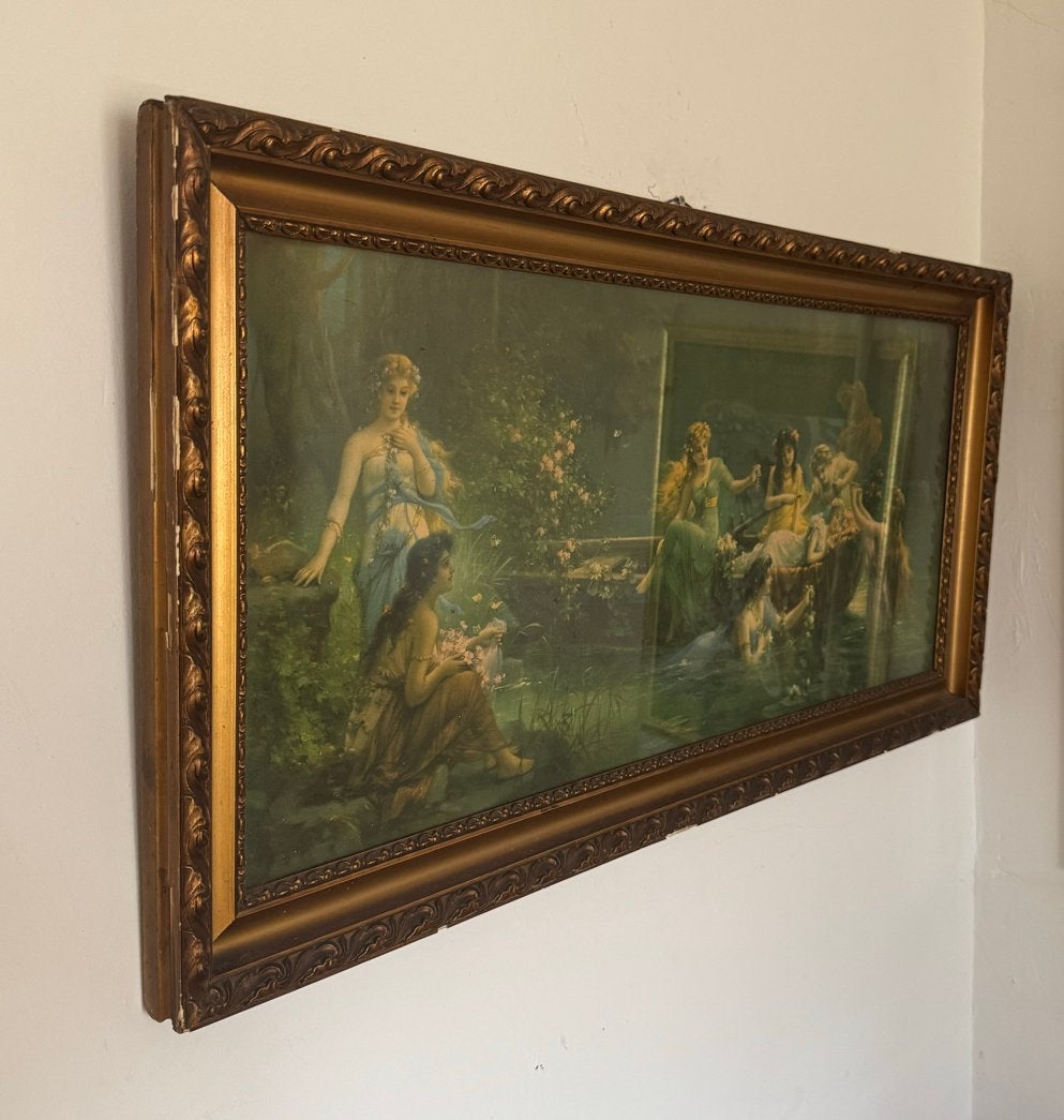 Hans Zatzka (H. Zabateri) - Nimfen in het water, Doek, Portret of Personen, Ophalen of Verzenden, Gesigneerd