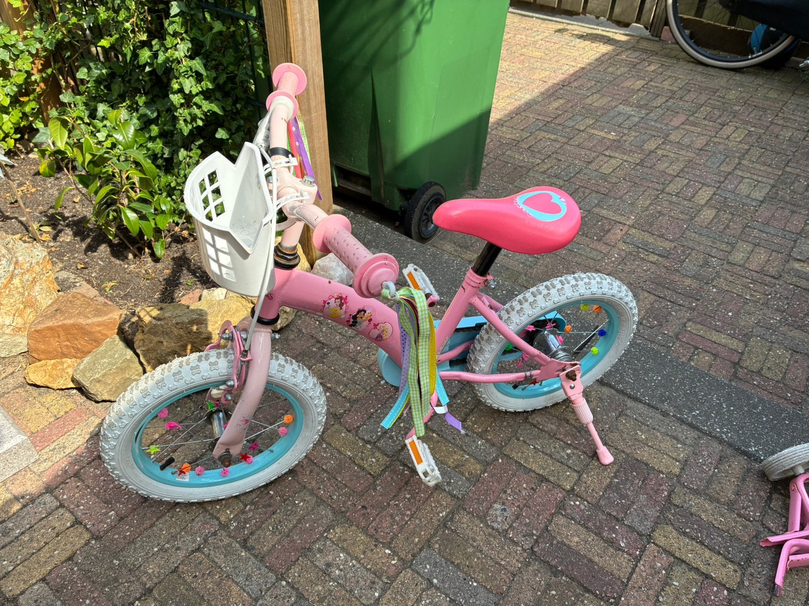 Te koop 14 inch prinsessen kinder fiets, Ophalen, Terugtraprem, Zijwieltjes, Gebruikt