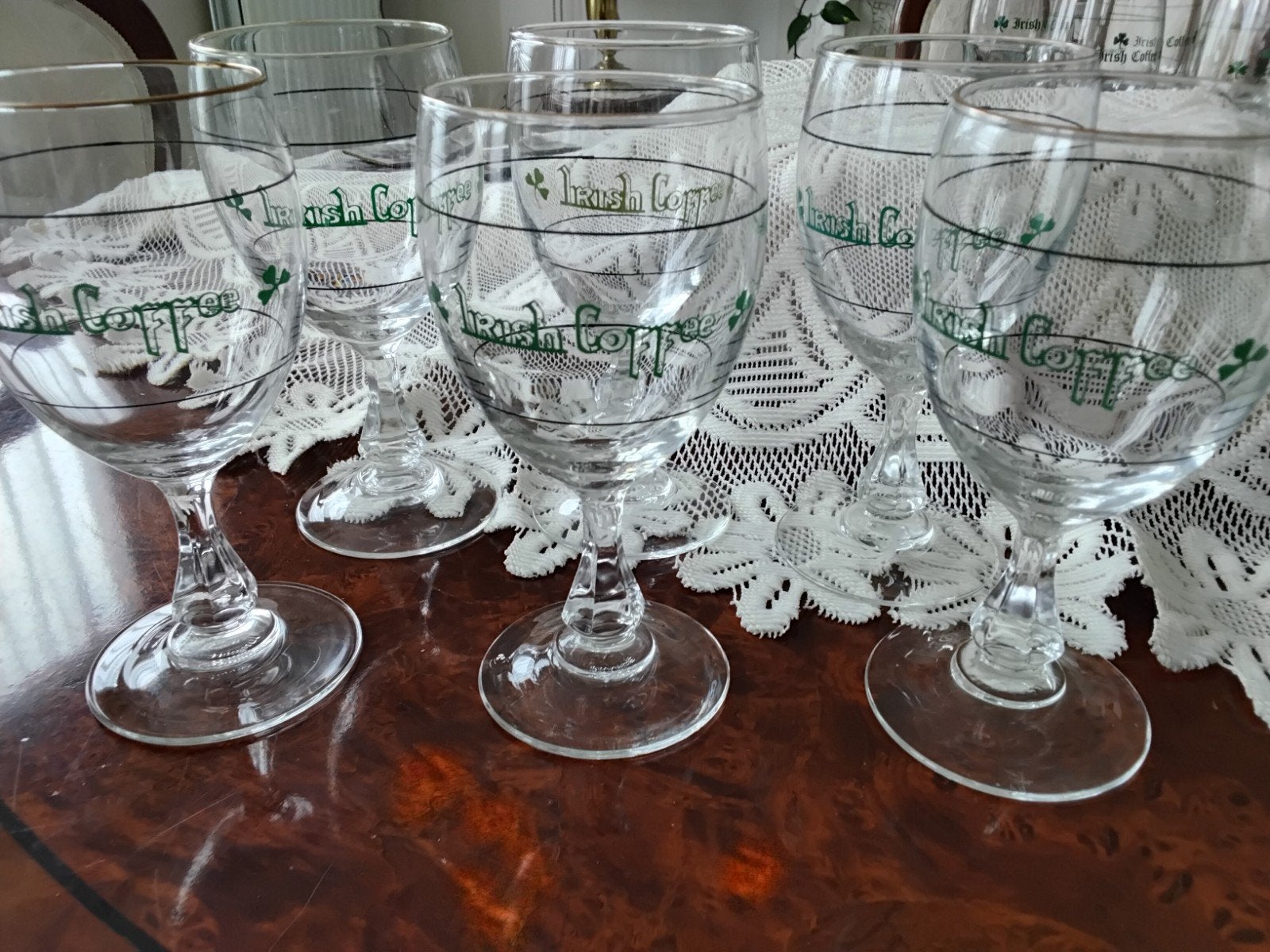 Te koop 6 of 12  iris cofee glazen puntgaaf 1.50 p st, Antiek en Kunst, Antiek | Glas en Kristal, Ophalen of Verzenden