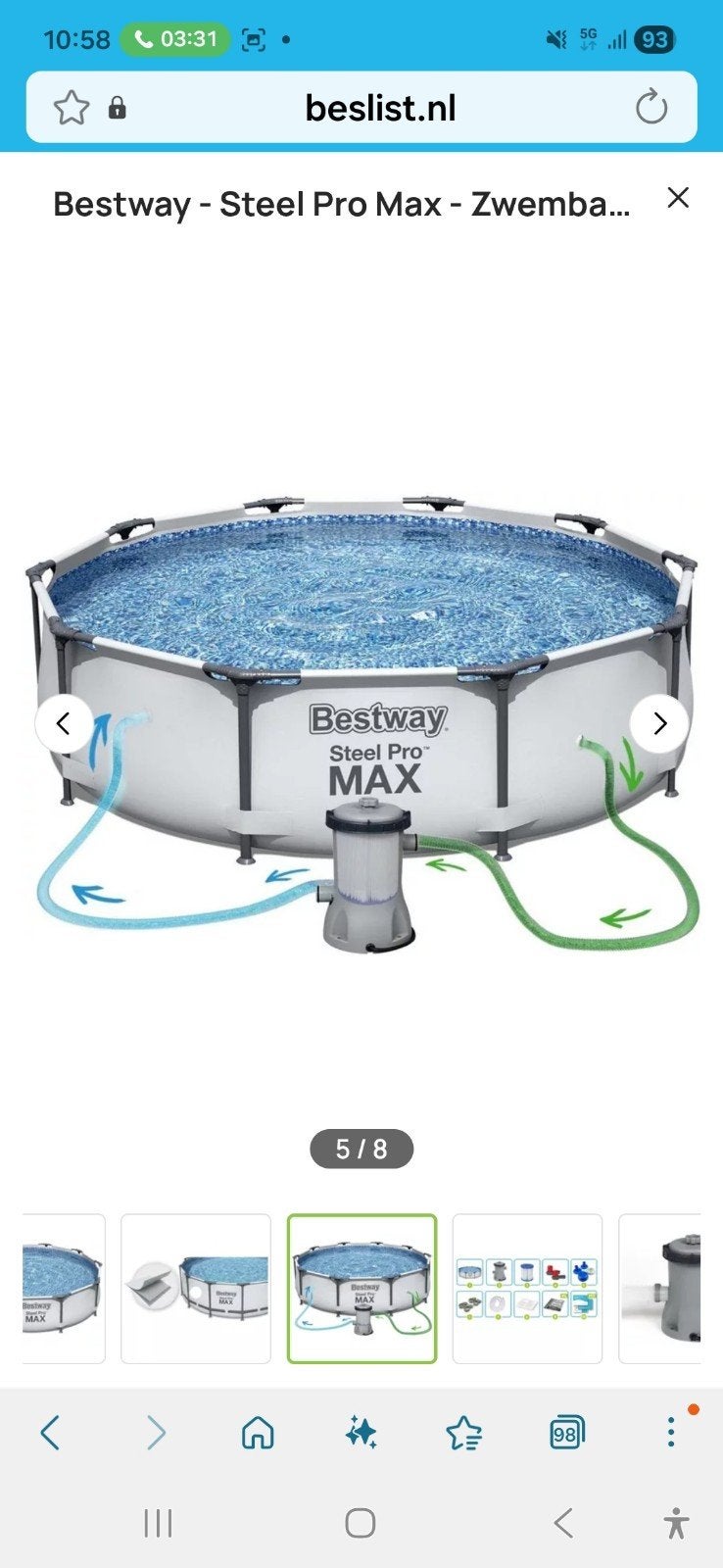 Bestway steel pro max 305 x 76, Tuin en Terras, Zwembaden, Ophalen, Minder dan 80 cm, Rond, 300 cm of meer