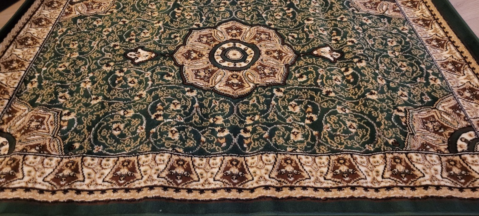 vloerkleed oosters zwart groen ivoor 120x170 nieuw!, 100 tot 150 cm, Oosters klassiek stijlvol comfortabel kwaliteit, Nieuw, Ophalen of Verzenden