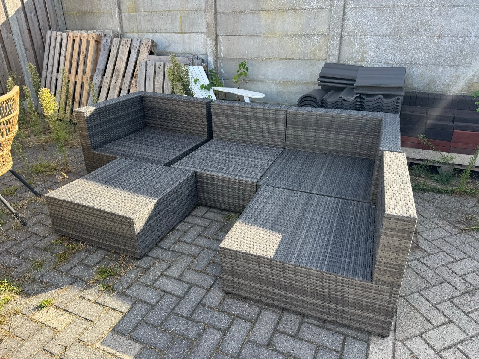 Bois Le Duc Wicker Loungeset - Grijs, Ophalen, 5 zitplaatsen, Gebruikt, Loungeset