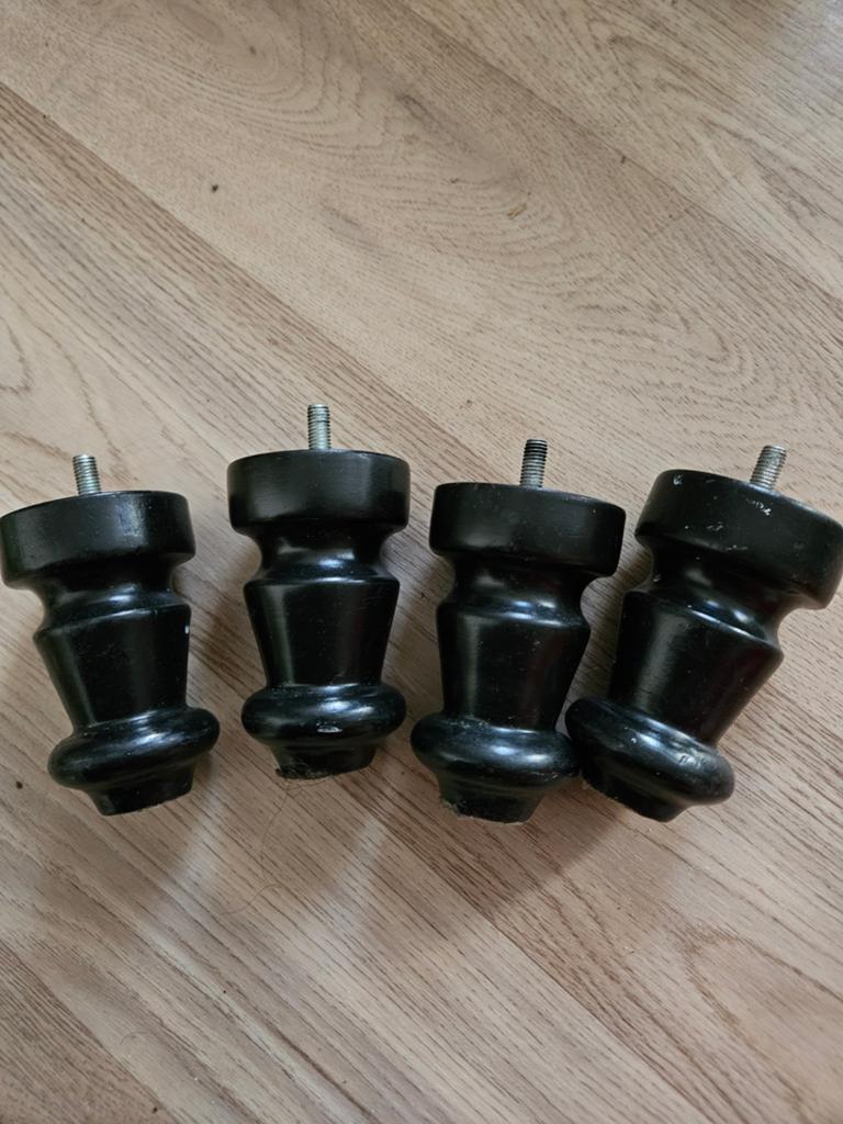 4 stuks zwarte bolpoten meubelpoten hout, Zwart, Ophalen of Verzenden, Zo goed als nieuw, Vintage