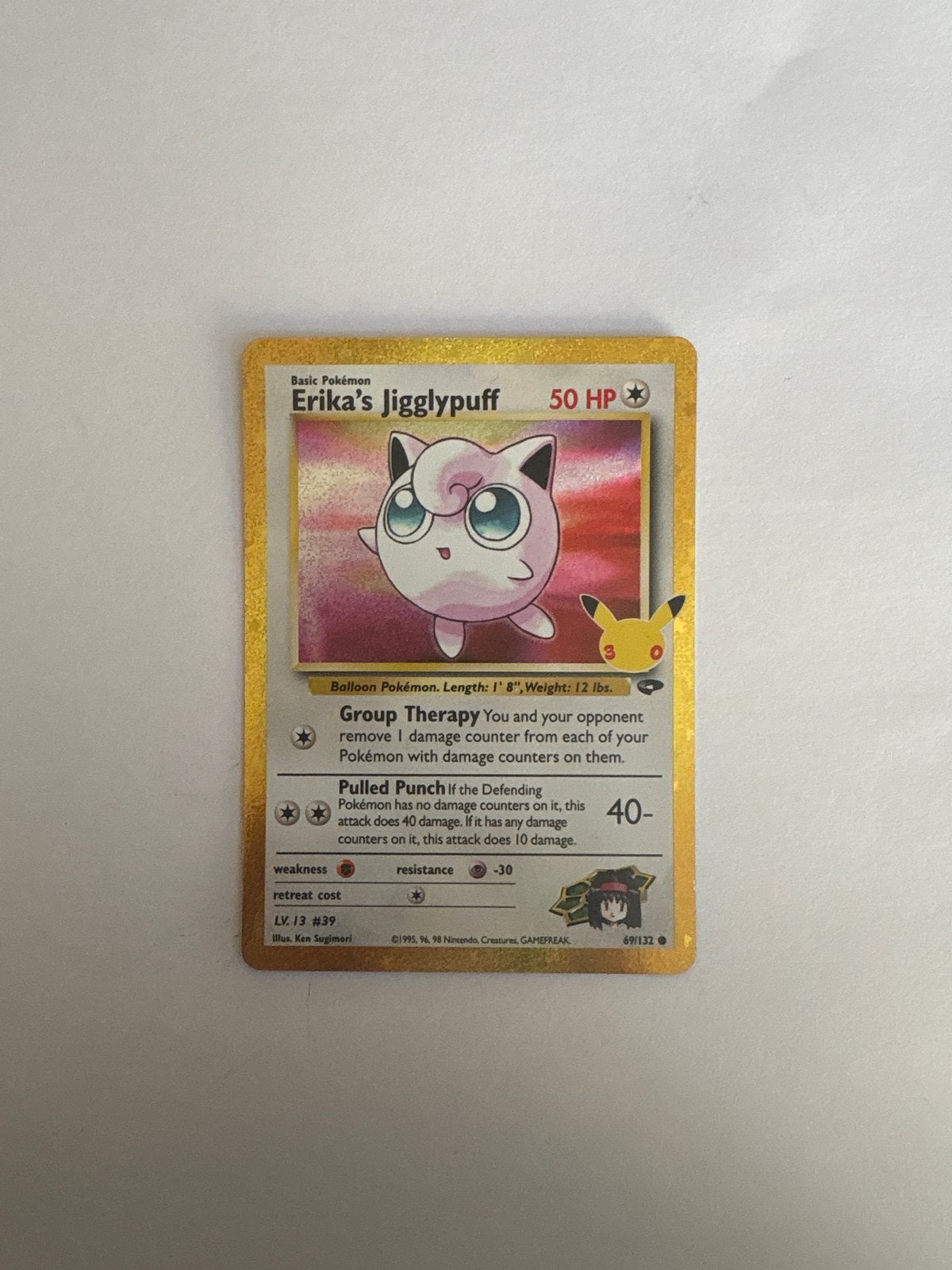 Erika's Jigglypuff Pokémon kaart (Celebrations), Ophalen of Verzenden, Zo goed als nieuw, Losse kaart, Foil