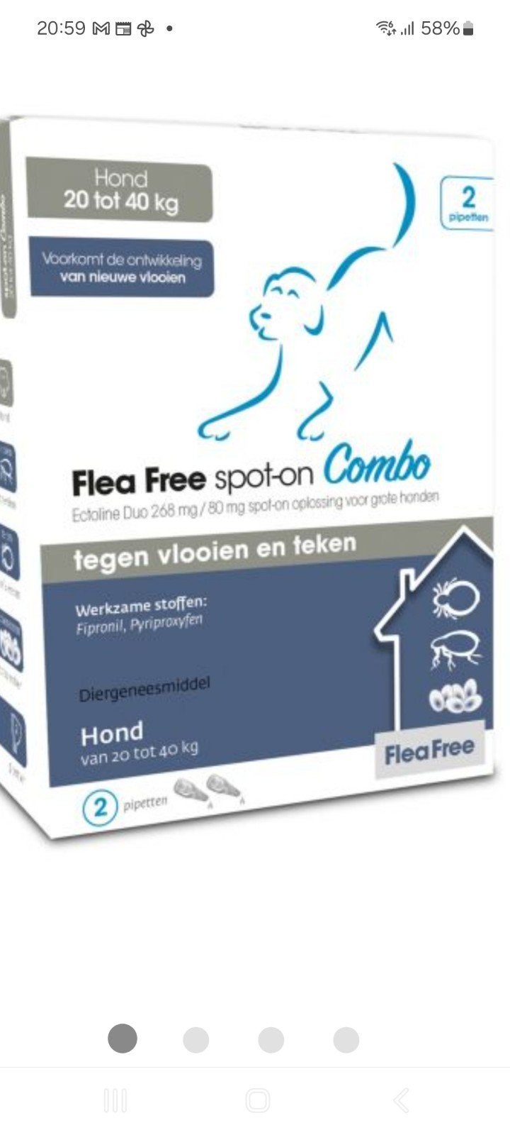 flee free pipet anti vlooien 1x, Ophalen of Verzenden, Zo goed als nieuw