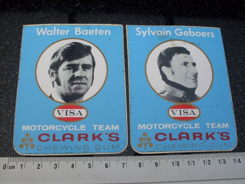 2x sticker Sylvain Geboers Walter Baeten motorcycle team, Verzenden, Zo goed als nieuw, Sport