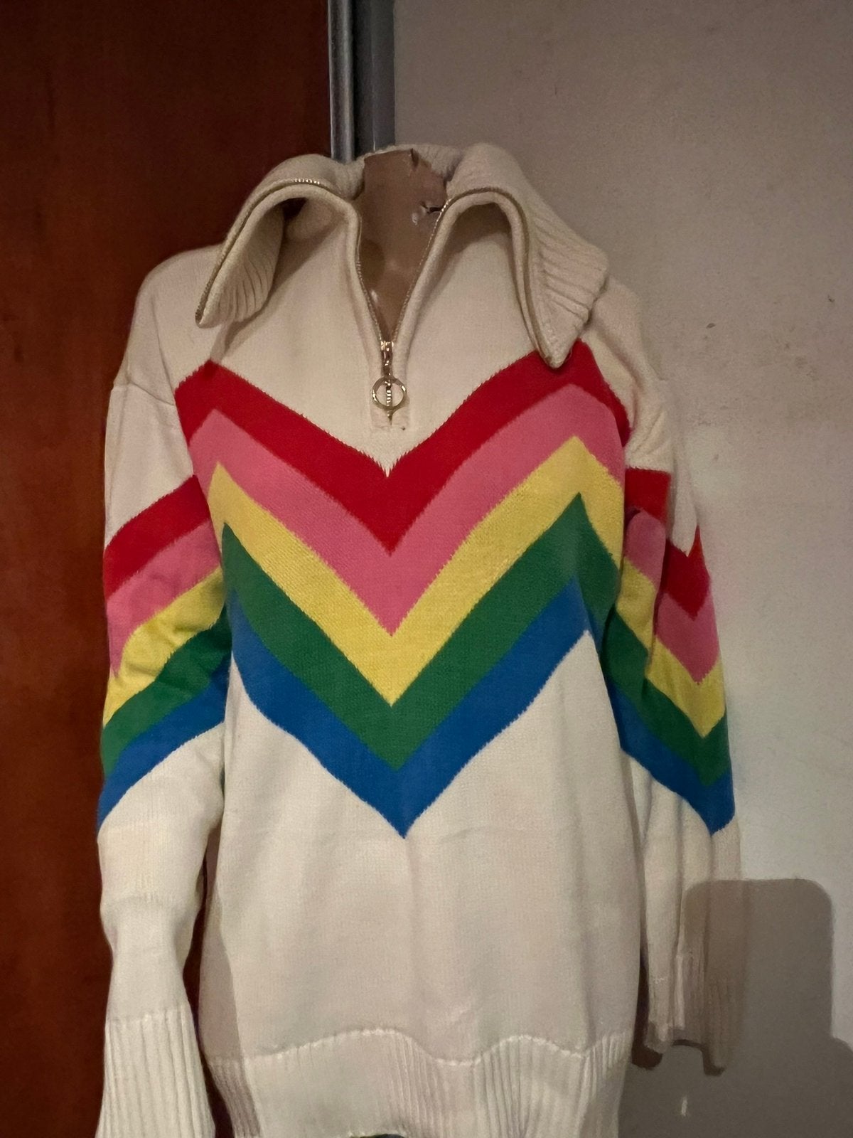 MUMU trui met rits maat S origineel ZGAN regenboog, MUMU, G, Beige, G