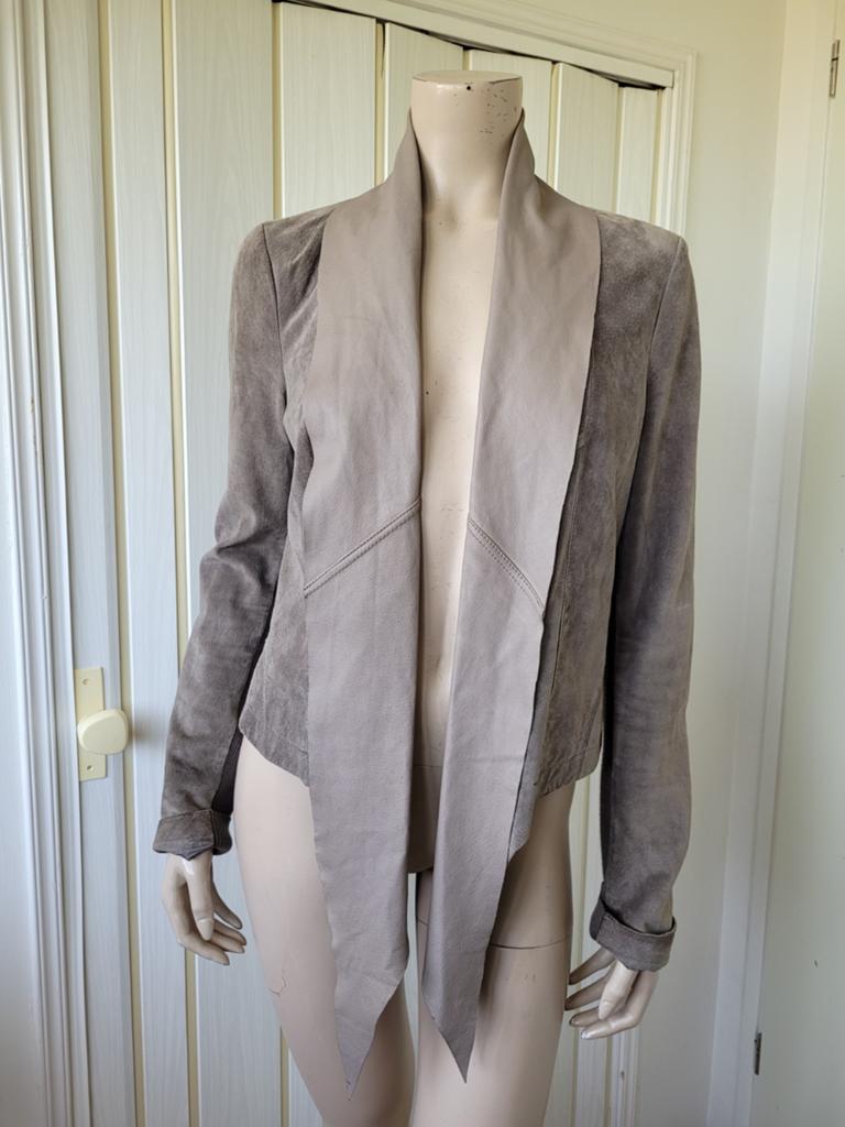 Sandwich half suede hals stof jas maat L/40, Maat 38/40 (M), Overige kleuren, Ophalen of Verzenden, Zo goed als nieuw