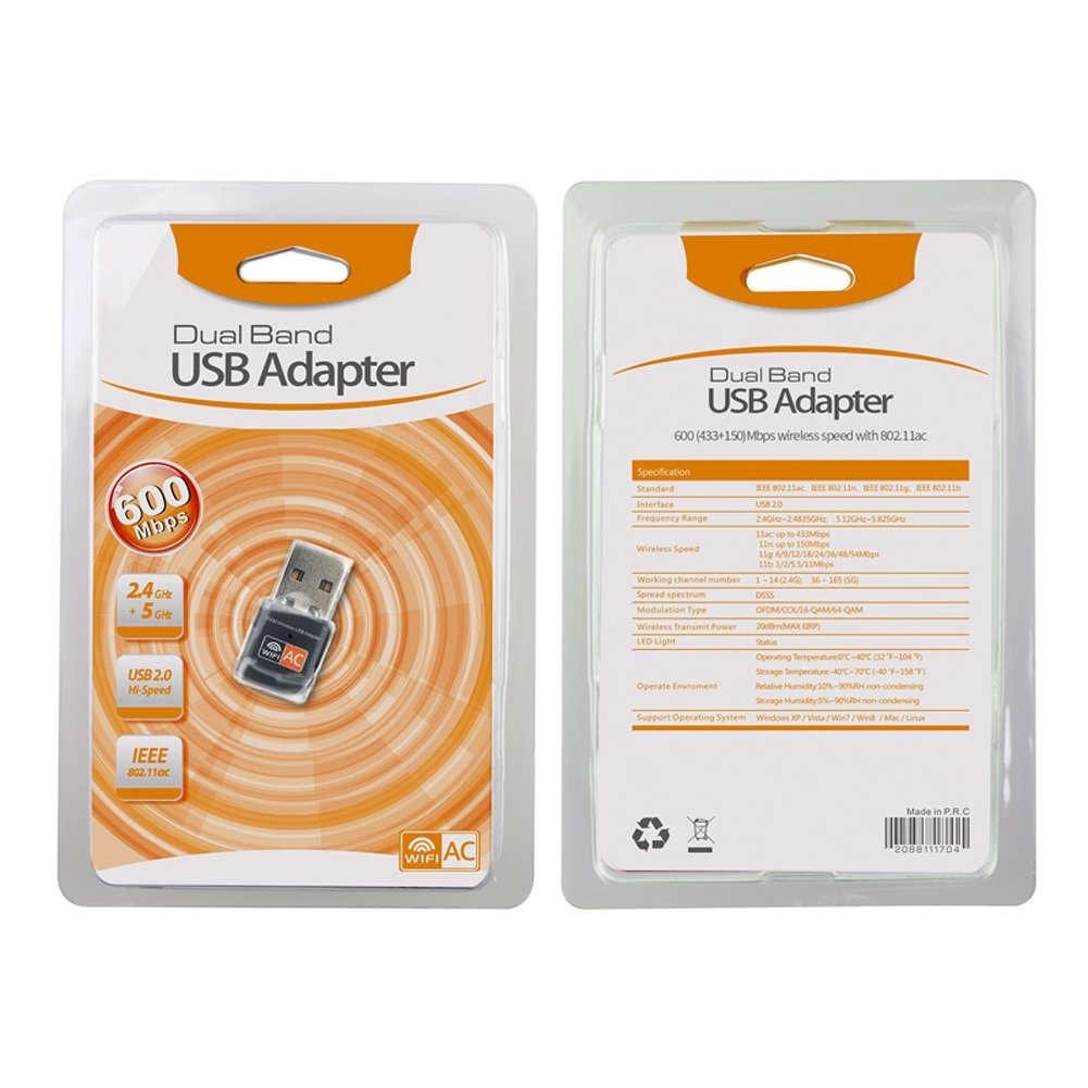 Wi-Fi Adapter 600 Mbps USB 2.0 (+ USB C) *** SUPERSNEL ***, Computers en Software, Ophalen of Verzenden, Nieuw, Extern, Realtek