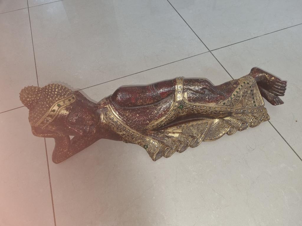 Liggende Boeddha beeld van gips - 64x16 cm, Huis en Inrichting, Woonaccessoires | Boeddhabeelden, Ophalen of Verzenden
