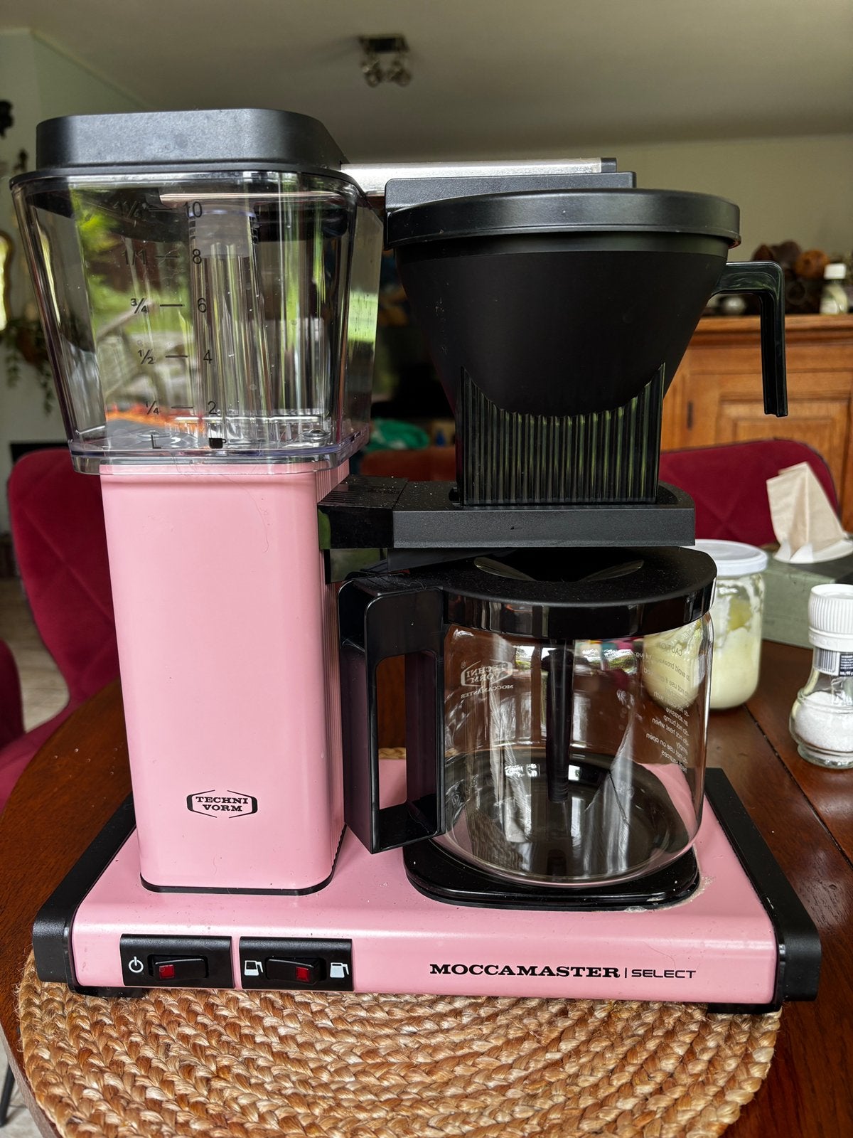 Moccamaster Select Roze - Zo goed als nieuw, Ophalen, Afneembaar waterreservoir, 10 kopjes of meer, Koffiemachine