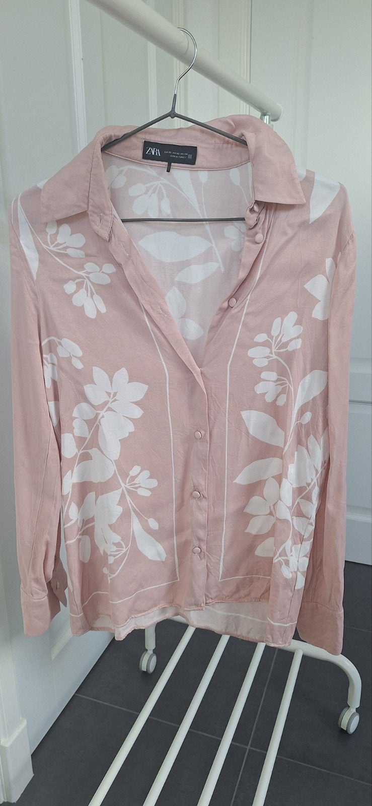 Zara Blouse Roze met Witte Bladeren - Maat S, Zara, Ophalen of Verzenden, Zo goed als nieuw, Roze